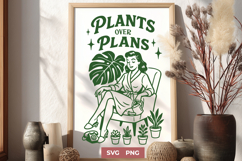 Plants Over Plans SVG Retro Plant Lady Clipart, Indoor Plant Product Image 1