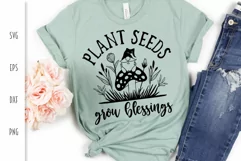 Garden Gnome SVG - Plant Seeds Grow Blessings Cut File Product Image 1