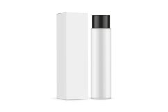 Plastic Cosmetic Bottle With Packaging Box Mockup, Side View Product Image 1