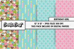 Birthday Girl Digital Paper, birthday graphic, illustratrion Product Image 1