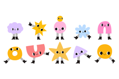 Cute Geometric Shapes Clipart Hand Drawn Abstract Characters Product Image 1