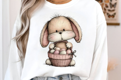 Playful Bunny With Easter Basket Clipart Product Image 2