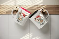 Playful cute watercolor cheerful reindeer with hat Christmas quote print 20 oz tumbler skinny mug wrap clipart t-shirt sublimation printable design