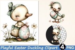 Playful Easter Duckling Clipart Product Image 1