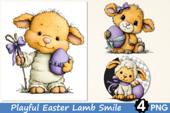 Playful Easter Lamb Smile Clipart Product Image 1