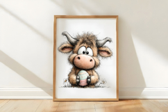 Playful Highland Cow with Decorated Easter Egg Product Image 3