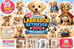 Playful Labrador Retriever Dog Clipart Product Image 1