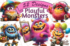 Colorful Monster Clipart PNG, Fun Halloween Png Product Image 1