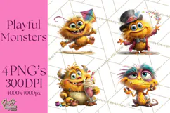 Colorful Monster Clipart PNG, Fun Halloween Png Product Image 1