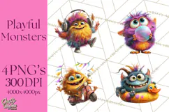 Colorful Monster Clipart PNG, Fun Halloween Png Product Image 1