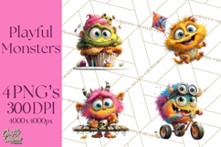 Colorful Monster Clipart PNG, Fun Halloween Png Product Image 1