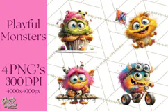 Colorful Monster Clipart PNG, Fun Halloween Png Product Image 1