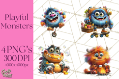 Colorful Monster Clipart PNG, Fun Halloween Png Product Image 1
