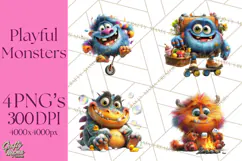 Colorful Monster Clipart PNG, Fun Halloween Png Product Image 1