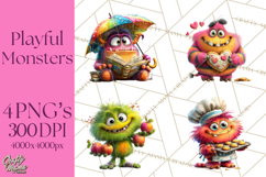 Colorful Monster Clipart PNG, Fun Halloween Png Product Image 1