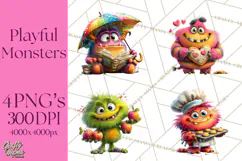 Colorful Monster Clipart PNG, Fun Halloween Png Product Image 1