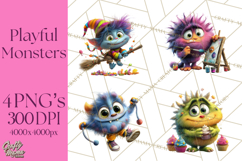 Colorful Monster Clipart PNG, Fun Halloween Png Product Image 1