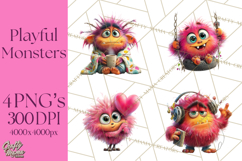 Colorful Monster Clipart PNG, Fun Halloween Png Product Image 1