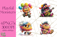 Colorful Monster Clipart PNG, Fun Halloween Png Product Image 1
