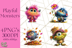 Colorful Monster Clipart PNG, Fun Halloween Png Product Image 1