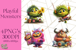Colorful Monster Clipart PNG, Fun Halloween Png Product Image 1
