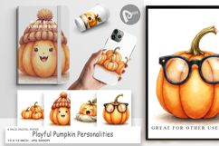 Digital Paper Cute Pumpkin Faces Product Image 1