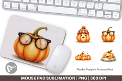 Mouse Pad Cute Pumpkin Faces Product Image 1