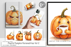 Digital Paper Cute Pumpkin Faces Product Image 1