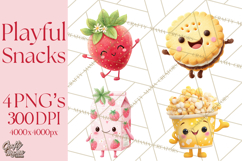 Cute Food and Beverage Clipart PNG, Kawaii Snacks Png Product Image 1