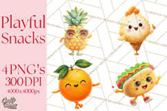 Cute Food and Beverage Clipart PNG, Kawaii Snacks Png Product Image 1