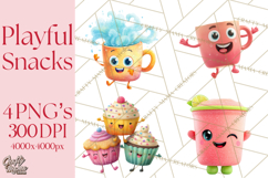 Cute Food and Beverage Clipart PNG, Kawaii Snacks Png Product Image 1