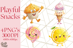 Cute Food and Beverage Clipart PNG, Kawaii Snacks Png Product Image 1