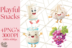 Cute Food and Beverage Clipart PNG, Kawaii Snacks Png Product Image 1
