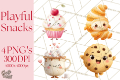 Cute Food and Beverage Clipart PNG, Kawaii Snacks Png Product Image 1