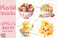 Cute Food and Beverage Clipart PNG, Kawaii Snacks Png Product Image 1