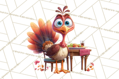 Whimsical Thanksgiving Turkey Clipart PNG, Holiday Turkeys Product Image 5