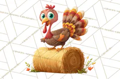 Whimsical Thanksgiving Turkey Clipart PNG, Holiday Turkeys Product Image 5