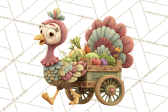 Whimsical Thanksgiving Turkey Clipart PNG, Holiday Turkeys Product Image 3