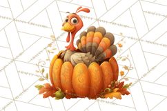Whimsical Thanksgiving Turkey Clipart PNG, Holiday Turkeys Product Image 2