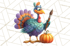 Whimsical Thanksgiving Turkey Clipart PNG, Holiday Turkeys Product Image 2