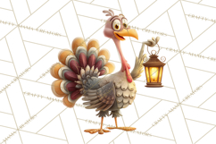 Whimsical Thanksgiving Turkey Clipart PNG, Holiday Turkeys Product Image 5