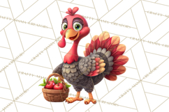 Whimsical Thanksgiving Turkey Clipart PNG, Holiday Turkeys Product Image 3