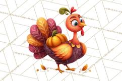 Whimsical Thanksgiving Turkey Clipart PNG, Holiday Turkeys Product Image 4