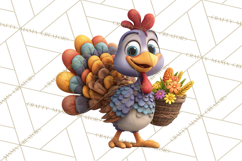 Whimsical Thanksgiving Turkey Clipart PNG, Holiday Turkeys Product Image 5