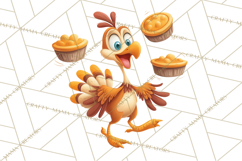 Whimsical Thanksgiving Turkey Clipart PNG, Holiday Turkeys Product Image 5