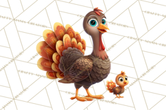 Whimsical Thanksgiving Turkey Clipart PNG, Holiday Turkeys Product Image 3