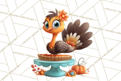 Whimsical Thanksgiving Turkey Clipart PNG, Holiday Turkeys Product Image 5