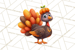 Whimsical Thanksgiving Turkey Clipart PNG, Holiday Turkeys Product Image 5