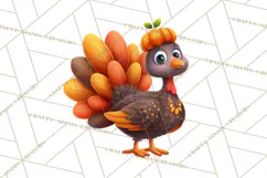 Whimsical Thanksgiving Turkey Clipart PNG, Holiday Turkeys Product Image 5