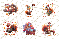 Whimsical Thanksgiving Turkey Clipart PNG, Holiday Turkeys Product Image 8
